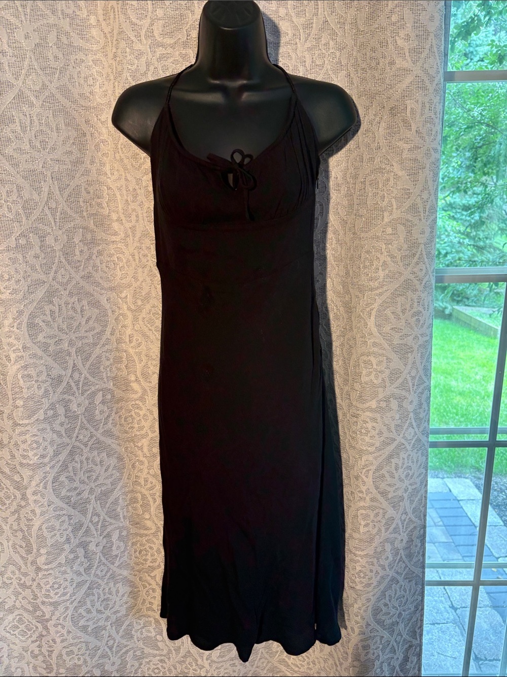 Wilfred 6 Black Halter Slip Dress with Tie Front